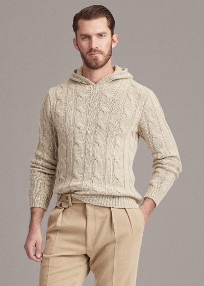 Sudaderas Con Capucha Ralph Lauren Hombre Beige - Cable-Knit Cashmere - QOPSB2850